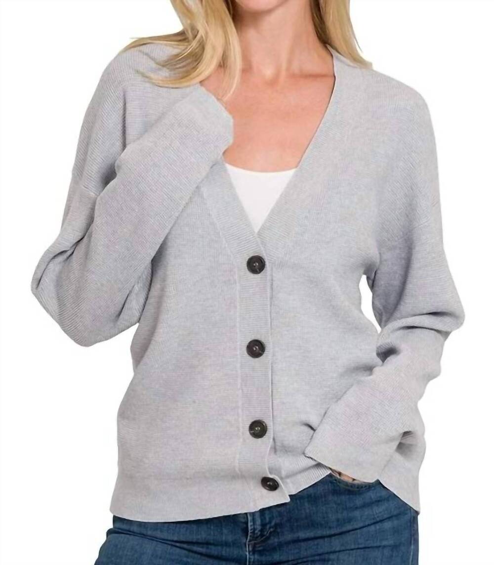 NEW ZENANA viscose sweater cardigan in heather grey